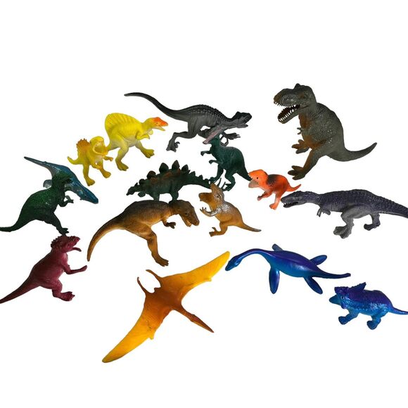 Dinosaur Figure Toy Mix Lot Of 16 Hard Plastic PVC 3”-5” Jurassic Play Dinosaurs - Picture 10 of 10
